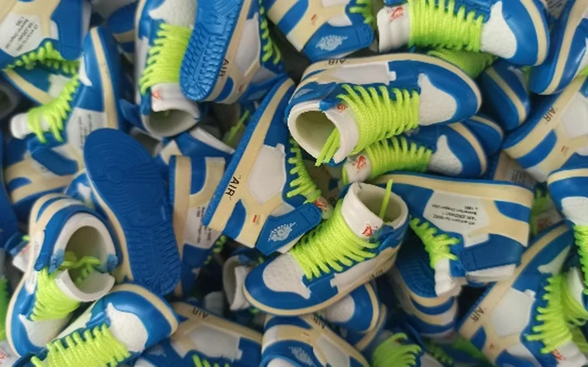 Miniature sneaker keychain samples