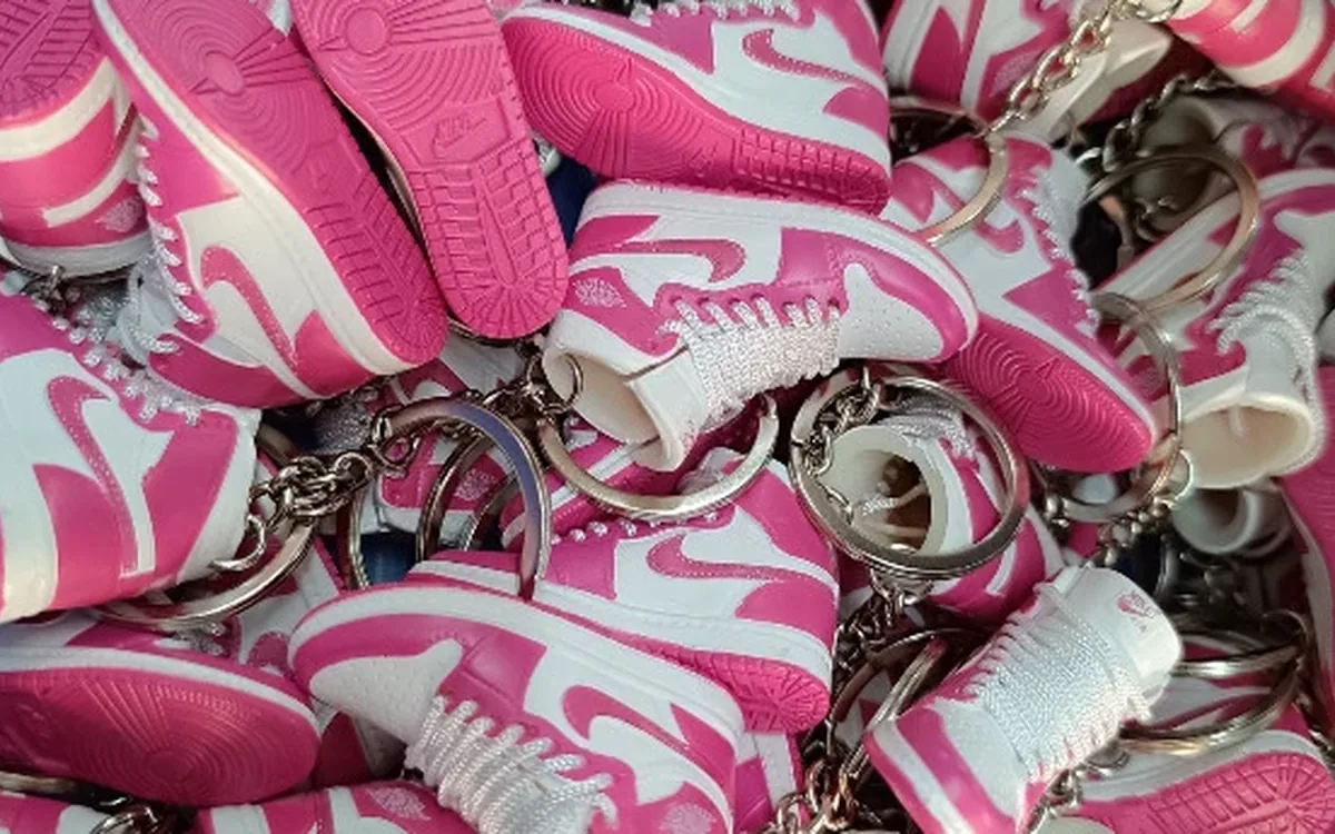 Miniature sneaker keychain product samples